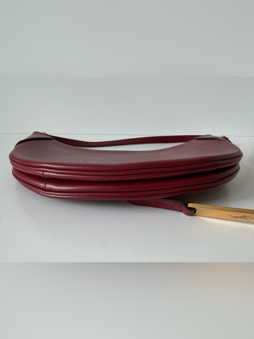 Polo Ralph Lauren ID Calfskin Mini Shoulder Bag in Dark Red - Picture 8 of 14